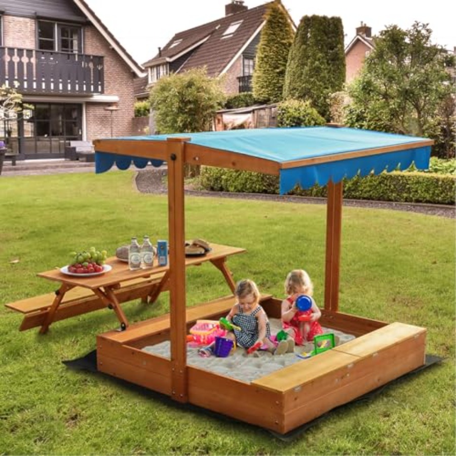 Kids Outdoor Wooden Table - Детская деревянная песочница для улицы с
