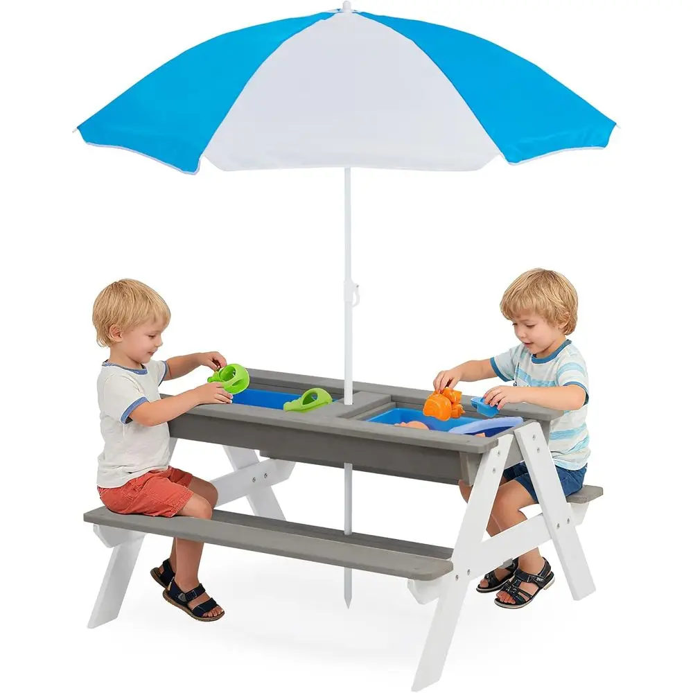 Kids Outdoor Wooden Table - Трансформируемый деревянный столик для пикника 3-в-1
