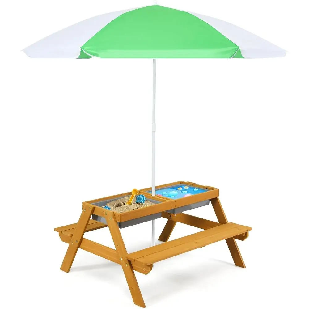 Детский столик-зонтик 3-в-1 с  – обзор и цена Kids Outdoor Wooden Table
