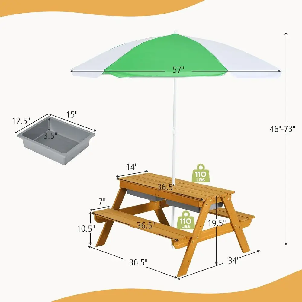 Детский столик-зонтик 3-в-1 с  – обзор и цена Kids Outdoor Wooden Table