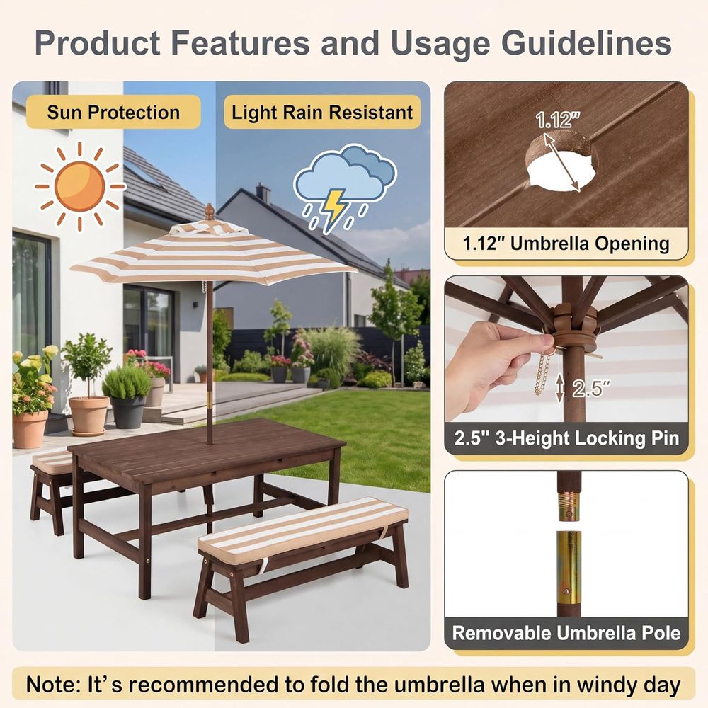 Детский стол для пикника, боль – обзор и цена Kids Outdoor Wooden Table